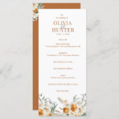 Floral Bohemian Modern Terracotta Wedding Programm Menu (Voorkant / Achterkant)