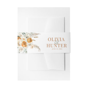 Floral Bohemian Modern Terracotta Wedding Uitnodigingen Wikkel