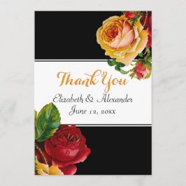 Floral Bohemian Red en Yellow Roses Bedankkaart