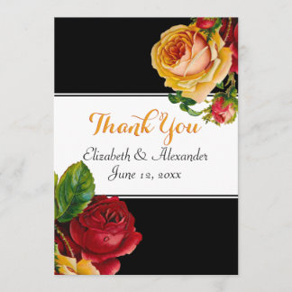 Floral Bohemian Red en Yellow Roses Bedankkaart