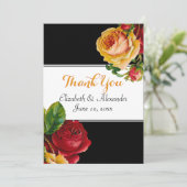 Floral Bohemian Red en Yellow Roses Bedankkaart (Staand voorkant)