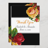 Floral Bohemian Red en Yellow Roses Bedankkaart (Voorkant / Achterkant)