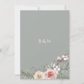 Floral Bohemian Sage Green Wedding Kaart (Achterkant)