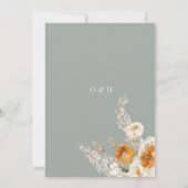 Floral Bohemian Sage Green Wedding Kaart (Achterkant)