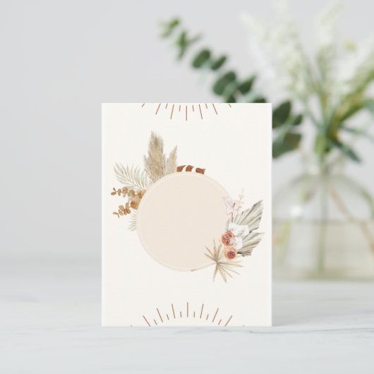Floral Bohemian Wedding Card-uitnodiging Feestdagenkaart (Staand voorkant)