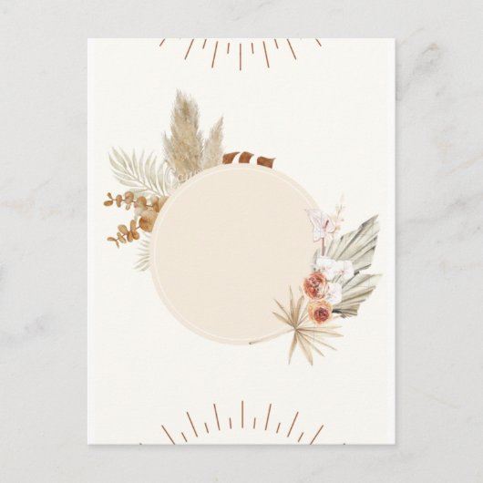 Floral Bohemian Wedding Card-uitnodiging Feestdagenkaart (Voorkant)