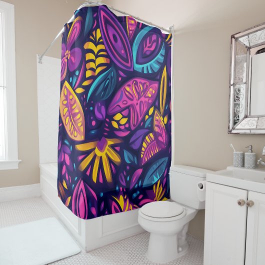 Floral Boho Abstract kleurrijk 10 Douchegordijn (In situ)