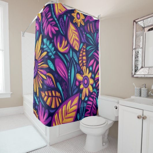 Floral Boho Abstract kleurrijk 12 Douchegordijn (In situ)