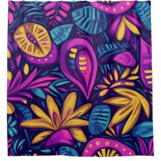 Floral Boho Abstract kleurrijk 14 Douchegordijn (Voorkant)