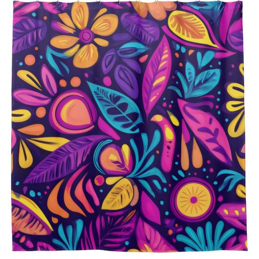 Floral Boho Abstract kleurrijk 15 Douchegordijn (Voorkant)