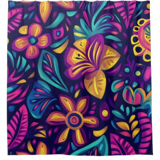 Floral Boho Abstract kleurrijk 18 Douchegordijn (Voorkant)