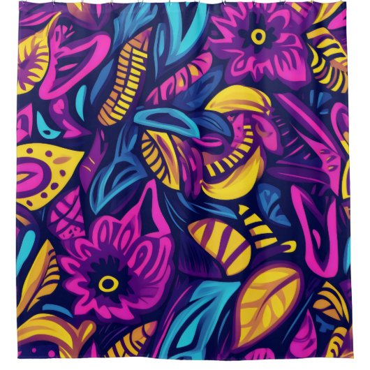 Floral Boho Abstract kleurrijk 19 Douchegordijn (Voorkant)