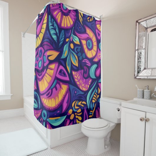 Floral Boho Abstract kleurrijk 20 Douchegordijn (In situ)