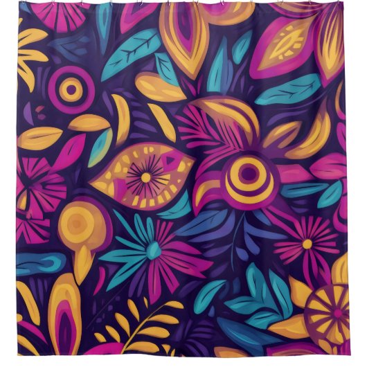 Floral Boho Abstract kleurrijk 3 Douchegordijn (Voorkant)