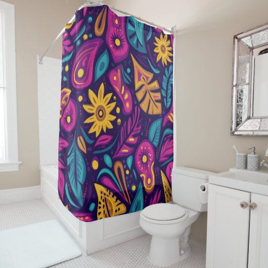 Floral Boho Abstract kleurrijk 5 Douchegordijn (In situ)