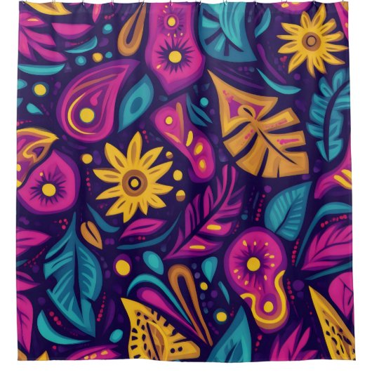 Floral Boho Abstract kleurrijk 5 Douchegordijn (Voorkant)