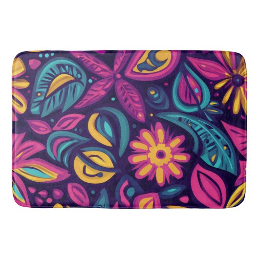 Floral Boho Abstract kleurrijk 6 Badmat (Voorkant)