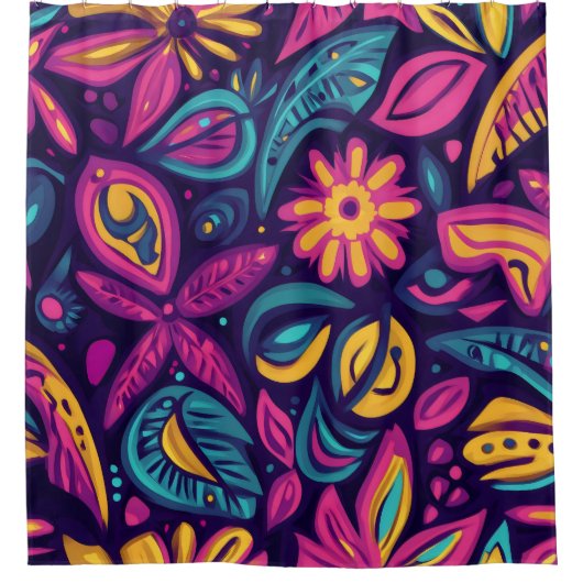 Floral Boho Abstract kleurrijk 6 Douchegordijn (Voorkant)