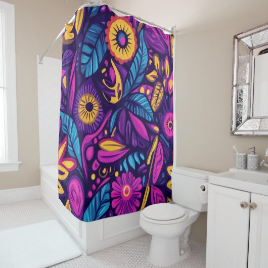 Floral Boho Abstract kleurrijk 9 Douchegordijn (In situ)
