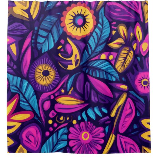 Floral Boho Abstract kleurrijk 9 Douchegordijn (Voorkant)