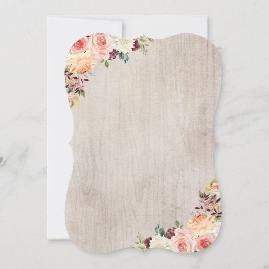 Floral Boho Antler Blush Peach Peach Arrows Baby Kaart (Achterkant)