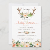 Floral Boho Antler Cactus Succulents Baby shower Kaart (Voorkant)