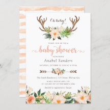Floral Boho Antler Cactus Succulents Baby shower