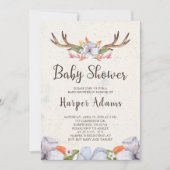 Floral Boho Antlers Baby shower Kaart (Voorkant)