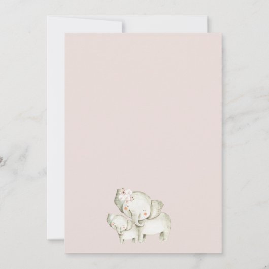 Floral Boho Arch Elephant Calf Baby shower Kaart (Achterkant)