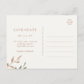 Floral Boho Arch Foto Bruiloft Save The Date Aankondigingskaart (Achterkant)