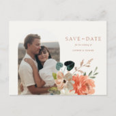 Floral Boho Arch Foto Bruiloft Save The Date Aankondigingskaart (Voorkant)