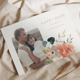 Floral Boho Arch Foto Bruiloft Save The Date Aankondigingskaart