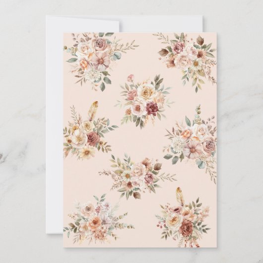 Floral Boho Baby in Bloom Baby shower Kaart (Achterkant)