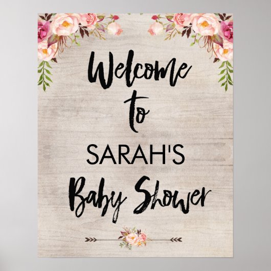 Floral Boho Baby shower Welkom Poster (Voorkant)