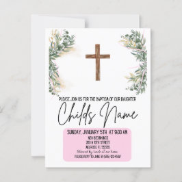 Floral Boho Baptism Invitations Briefkaart