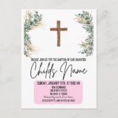 Floral Boho Baptism Invitations Briefkaart (Voorkant)