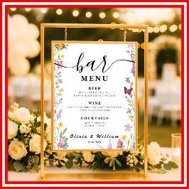 Floral Boho Bar Menu Huwelijkssignatuur Drink Poster