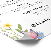 Floral Boho Bar Menu Huwelijkssignatuur Drink Poster (Hoek)