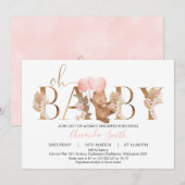 Floral Boho Beer Balloons Word Baby shower Kaart (Voorkant / Achterkant)