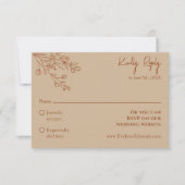 Floral Boho Beige Terracotta Aarde Kruidenbruiloft RSVP Kaartje (Voorkant)