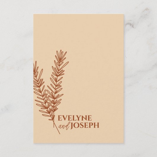 Floral Boho Beige terracotta bruiloft details Informatiekaartje (Achterkant)