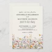 Floral Boho Beige Wildflower Wedding Kaart (Voorkant / Achterkant)