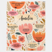 Floral Boho Bijbel Verzen Bevestiging met naam Fleece Deken (Voorkant)