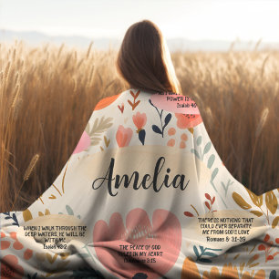 Floral Boho Bijbel Verzen Bevestiging met naam Fleece Deken