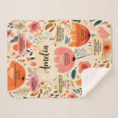 Floral Boho Bijbel Verzen Bevestiging met naam Sherpa Deken (Voorkant (horizontaal))