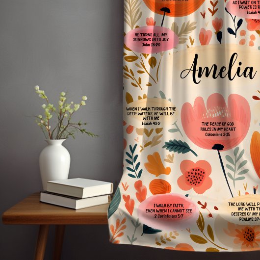 Floral Boho Bijbel Verzen Bevestiging met naam Sherpa Deken