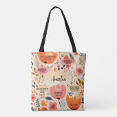 Floral Boho Bijbel Verzen Bevestiging met naam Tote Bag (Achterkant)