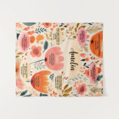 Floral Boho Bijbel Verzen Bevestiging met naam Wandkleed (Voorkant (horizontaal))