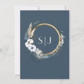 Floral Boho Blue Wedding Invitation Kaart (Achterkant)