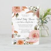 Floral Boho Blush Earth Tone Baby Virtual Shower Kaart (Staand voorkant)